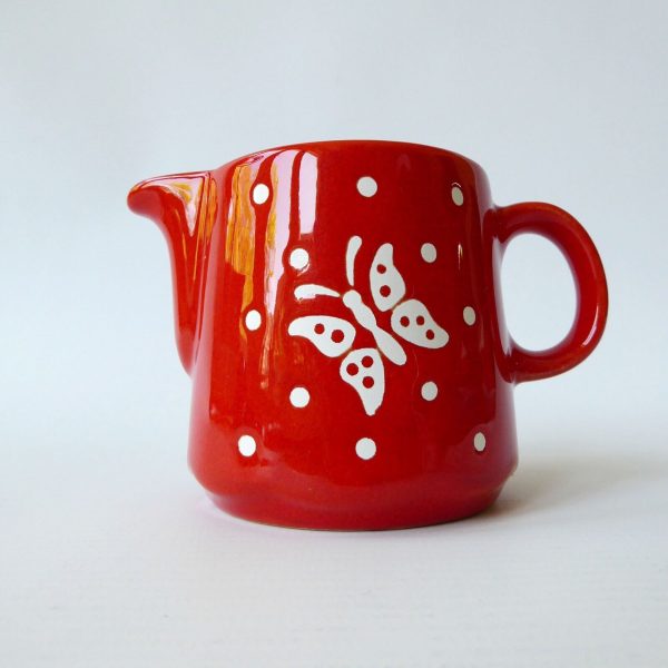 Vintage Waechtersbach red butterfly spots MILK JUG West German pottery, creamer