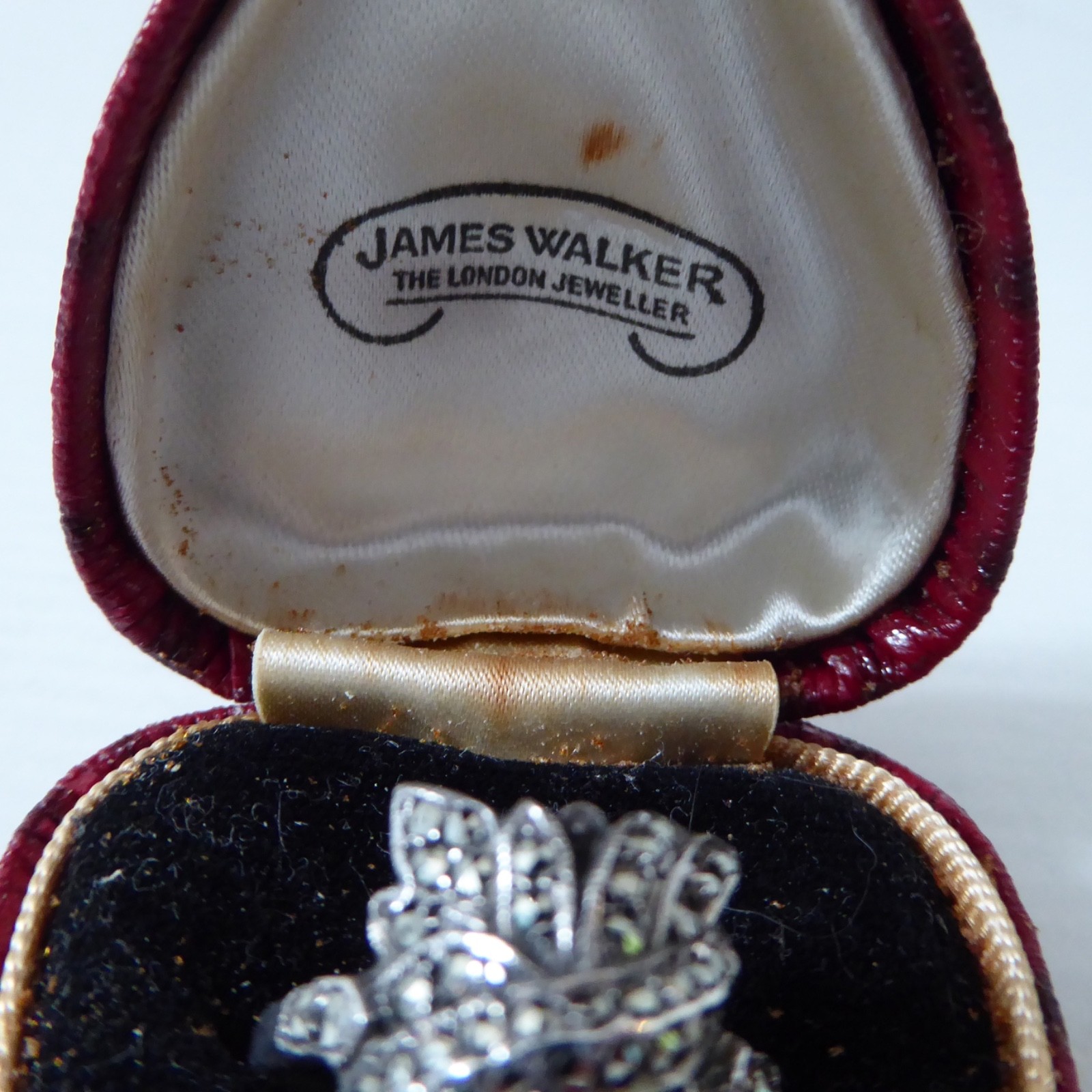 Vintage antique James Walker sterling silver 925 ring marcasite stones, size L - Image 4