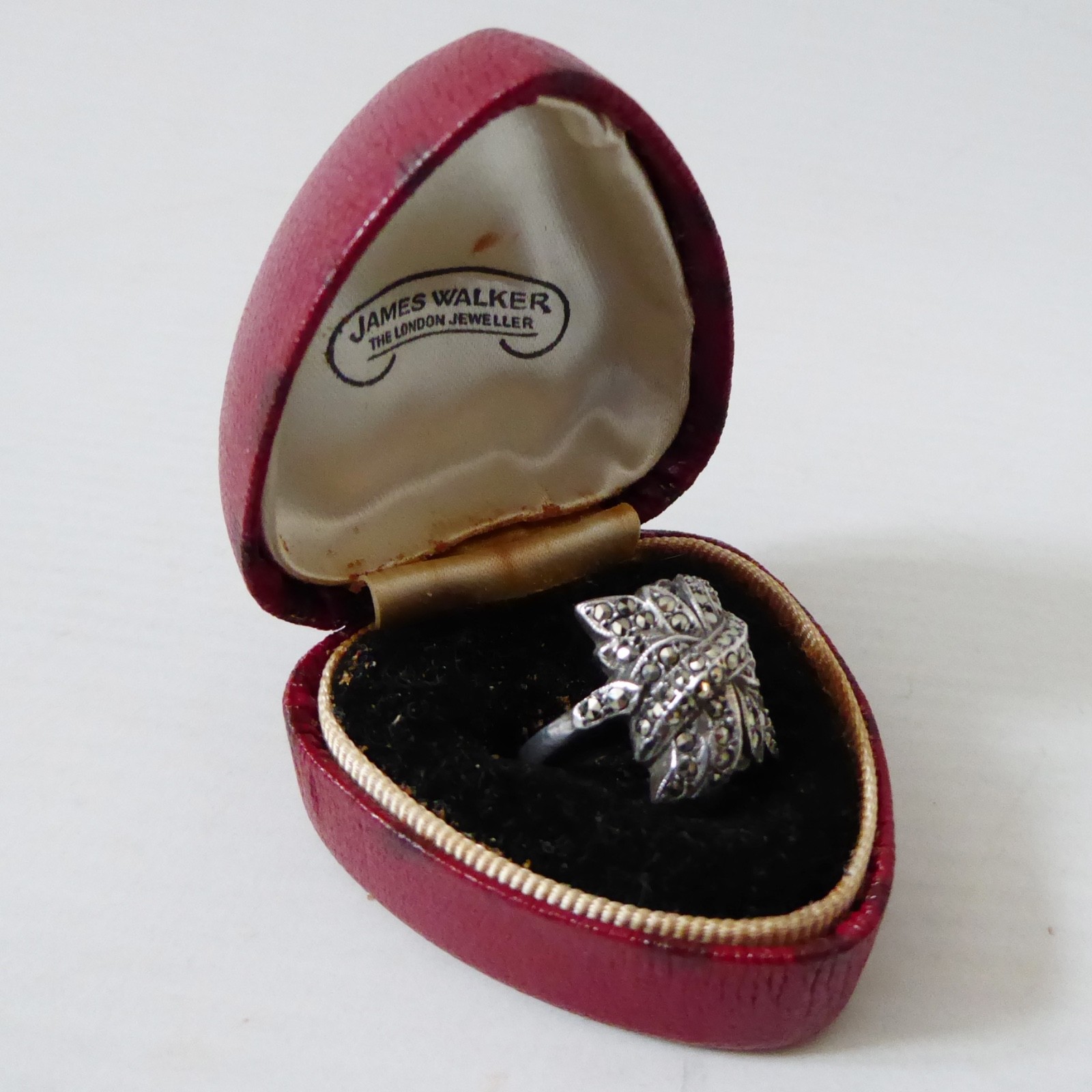 Vintage antique James Walker sterling silver 925 ring marcasite stones, size L - Image 5