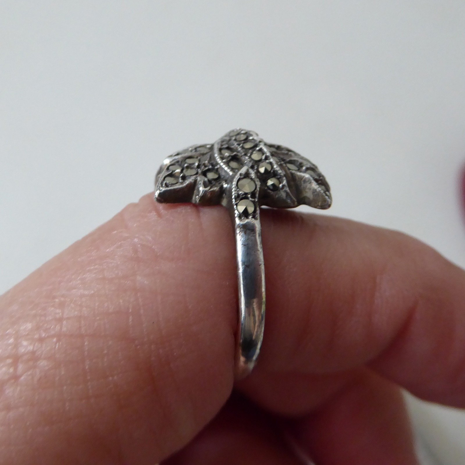 Vintage antique James Walker sterling silver 925 ring marcasite stones, size L - Image 8
