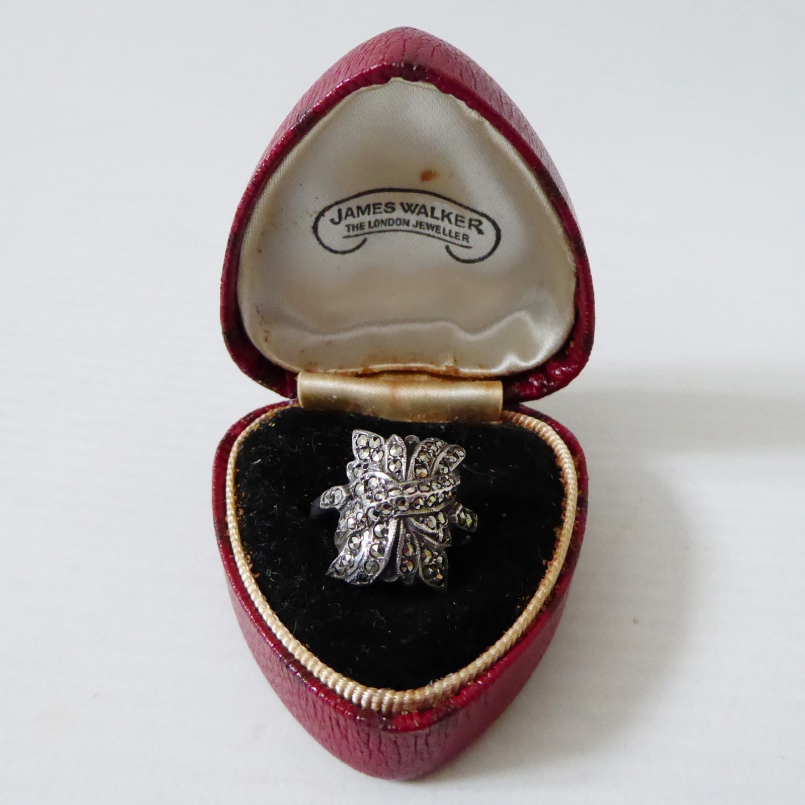 Vintage antique James Walker sterling silver 925 ring marcasite stones, size L