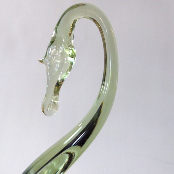 Vintage art glass swan figurine sea green 8" 20cm. 1950s midcentury trinket dish - Image 5