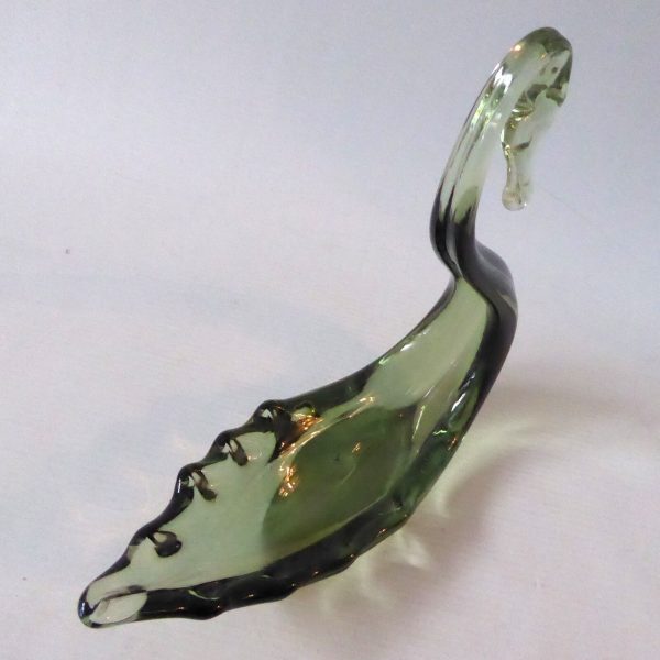 Vintage art glass swan figurine sea green 8" 20cm. 1950s midcentury trinket dish - Image 7