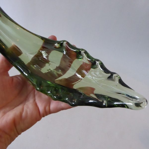 Vintage art glass swan figurine sea green 8" 20cm. 1950s midcentury trinket dish - Image 10