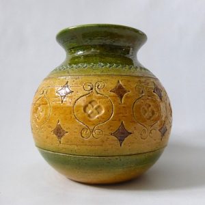 Vintage mid century Studio 4 Italy pottery ceramic vase, Bitossi Arabesque copy