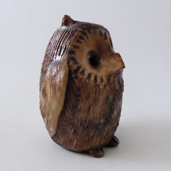 Vintage studio pottery owl. Handmade sgraffito clay figurine sculpture. 1970s - Image 8