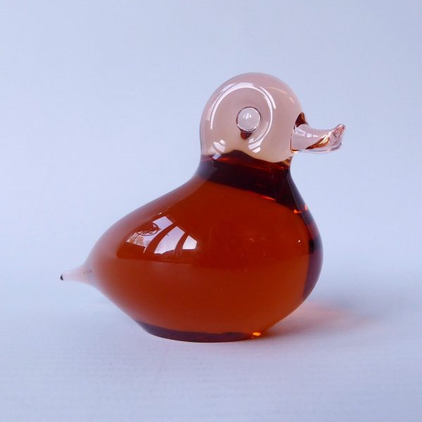 Wedgwood Lilliput duckling bird paperweight sculpture, 70s Topaz glass figurine - Image 3