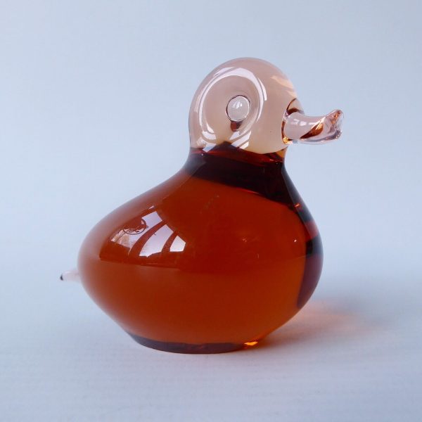 Wedgwood Lilliput duckling bird paperweight sculpture, 70s Topaz glass figurine - Image 4