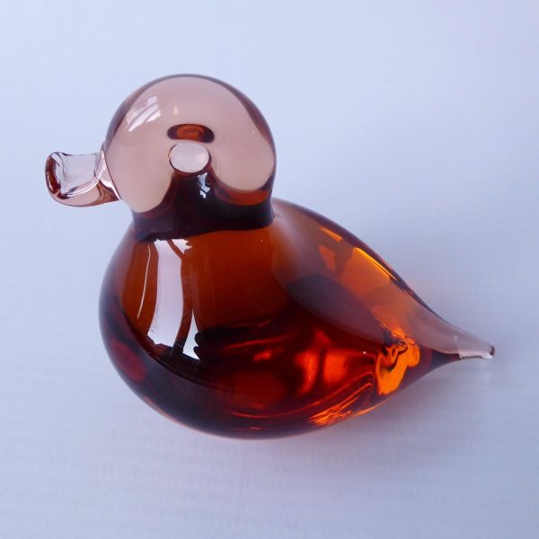 Wedgwood Lilliput duckling bird paperweight sculpture, 70s Topaz glass figurine - Image 5
