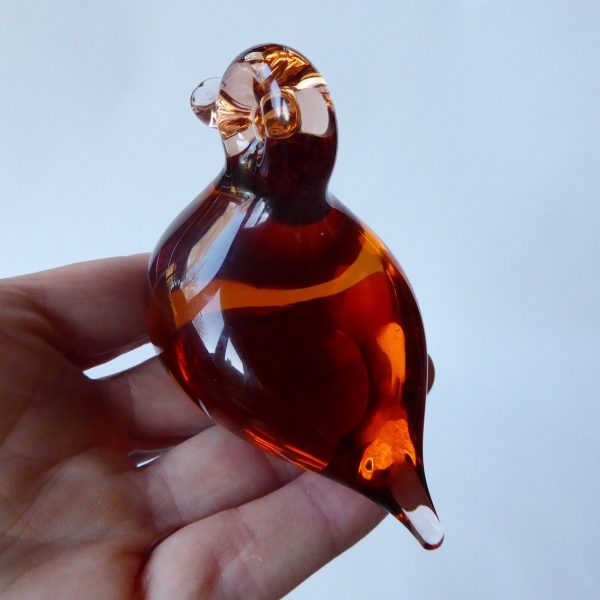 Wedgwood Lilliput duckling bird paperweight sculpture, 70s Topaz glass figurine - Image 8