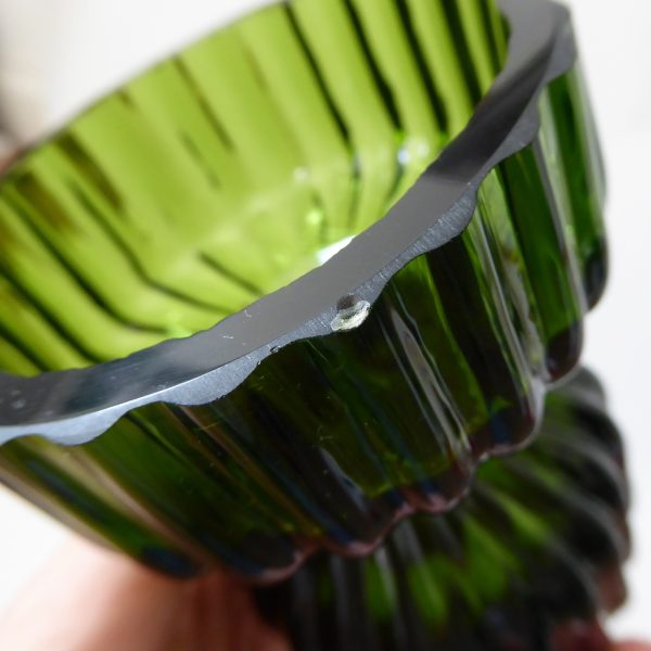 Wedgwood vintage RSW58 art glass candle holder or posy vase, green ribbed 1970s - Image 11