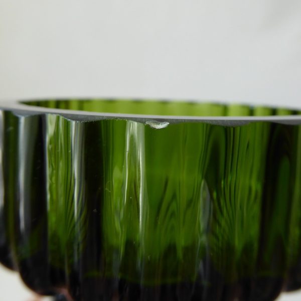 Wedgwood vintage RSW58 art glass candle holder or posy vase, green ribbed 1970s - Image 12