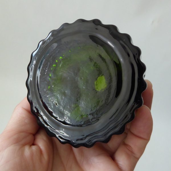 Wedgwood vintage RSW58 art glass candle holder or posy vase, green ribbed 1970s - Image 8
