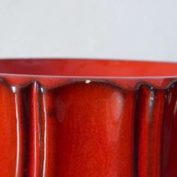 West German pottery ceramic vintage bowl, red glazed 9" round dish. 1970s/1980s - Image 12