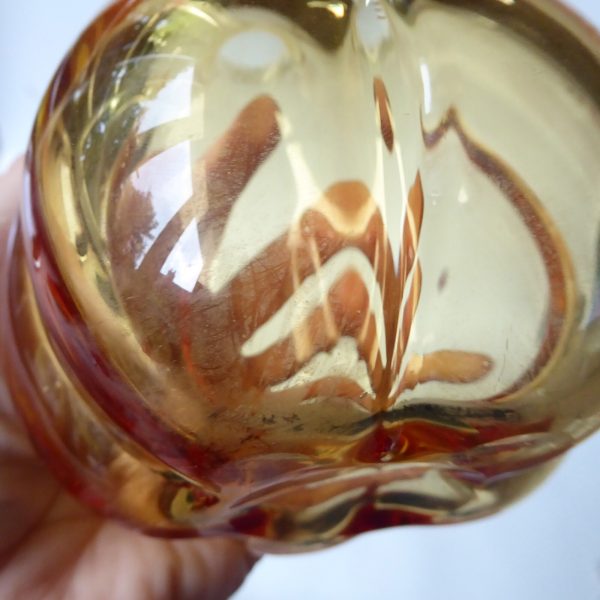 Whitefriars 9859 Gold FLC full lead crystal lobed art glass vase c1980, 6.5" vtg - Image 11