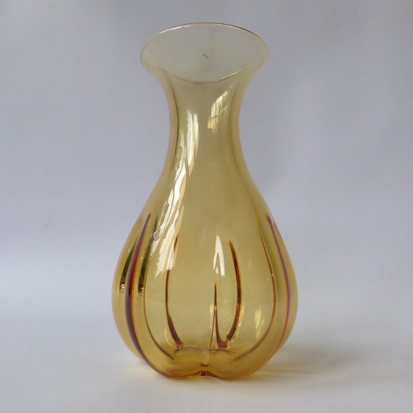 Whitefriars 9859 Gold FLC full lead crystal lobed art glass vase c1980, 6.5" vtg - Image 3