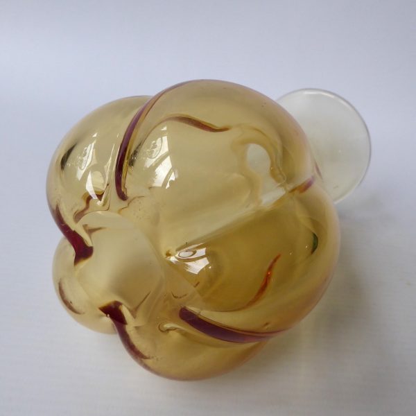Whitefriars 9859 Gold FLC full lead crystal lobed art glass vase c1980, 6.5" vtg - Image 5