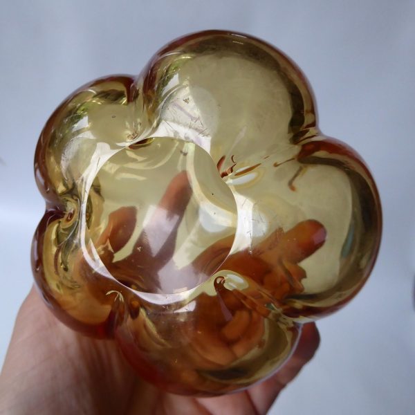 Whitefriars 9859 Gold FLC full lead crystal lobed art glass vase c1980, 6.5" vtg - Image 8