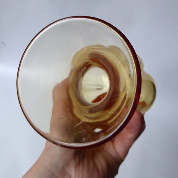 Whitefriars 9859 Gold FLC full lead crystal lobed art glass vase c1980, 6.5" vtg - Image 9