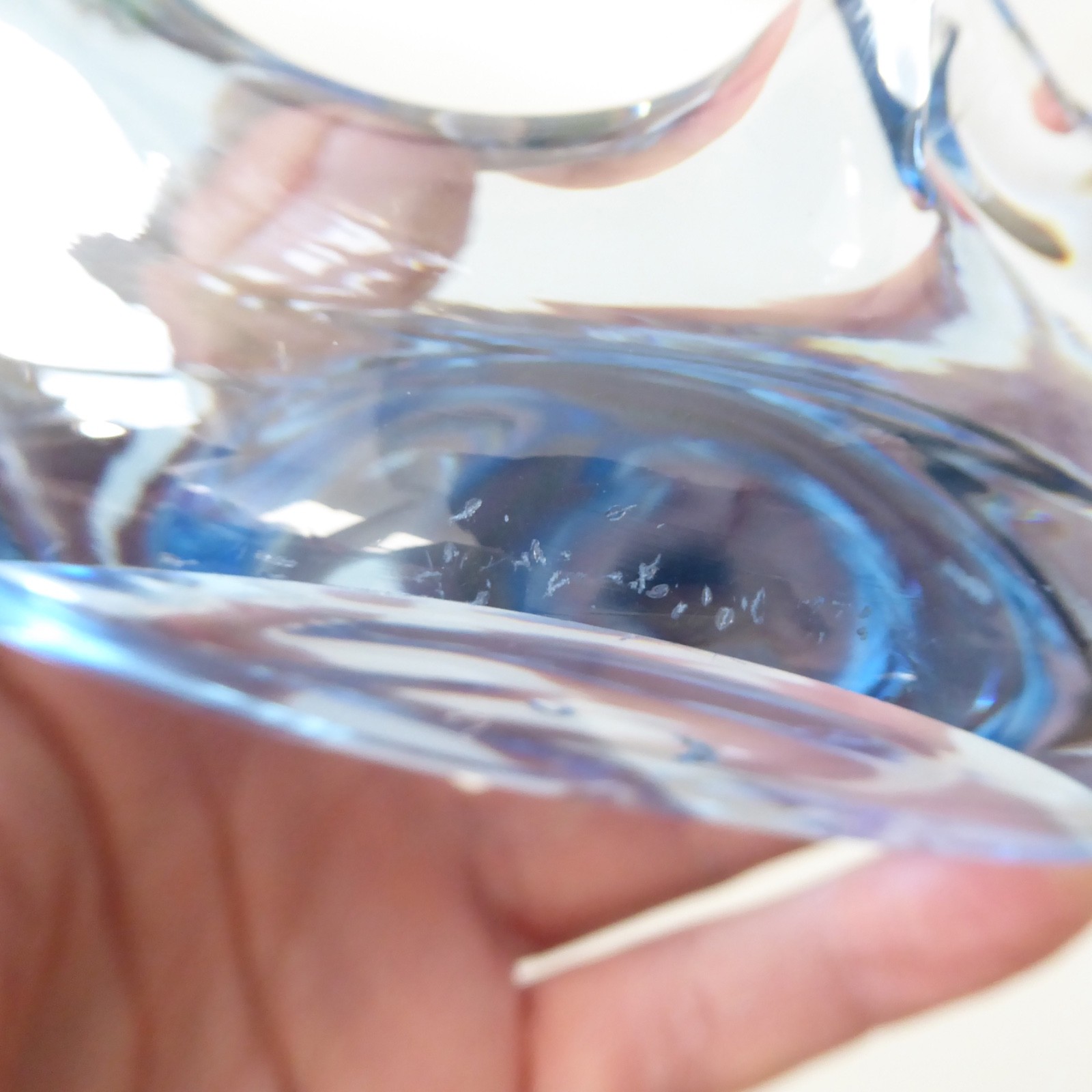 Whitefriars art glass swan figurine Sapphire blue 8". 1950s vintage dish bowl - Image 11