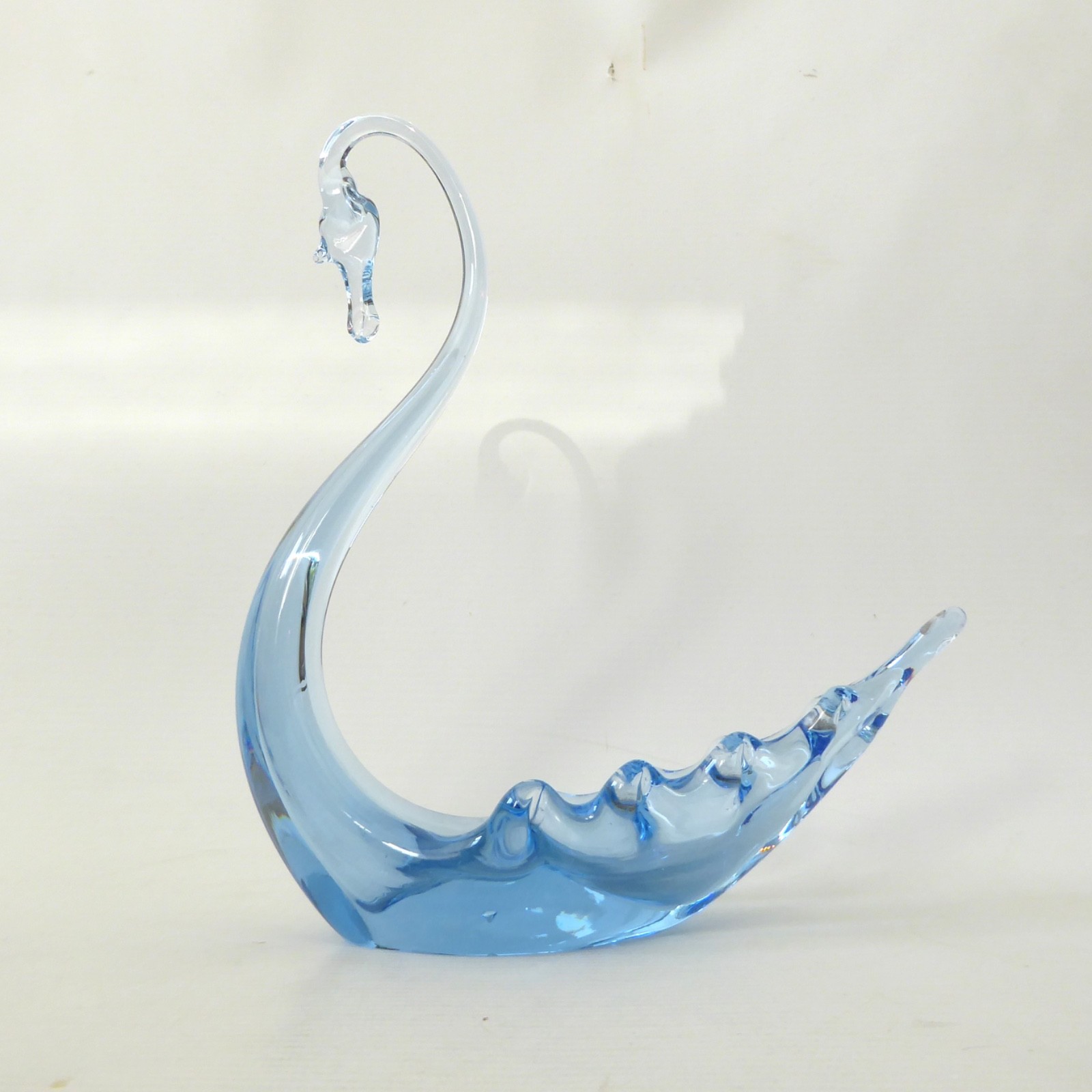 Whitefriars art glass swan figurine Sapphire blue 8". 1950s vintage dish bowl - Image 3
