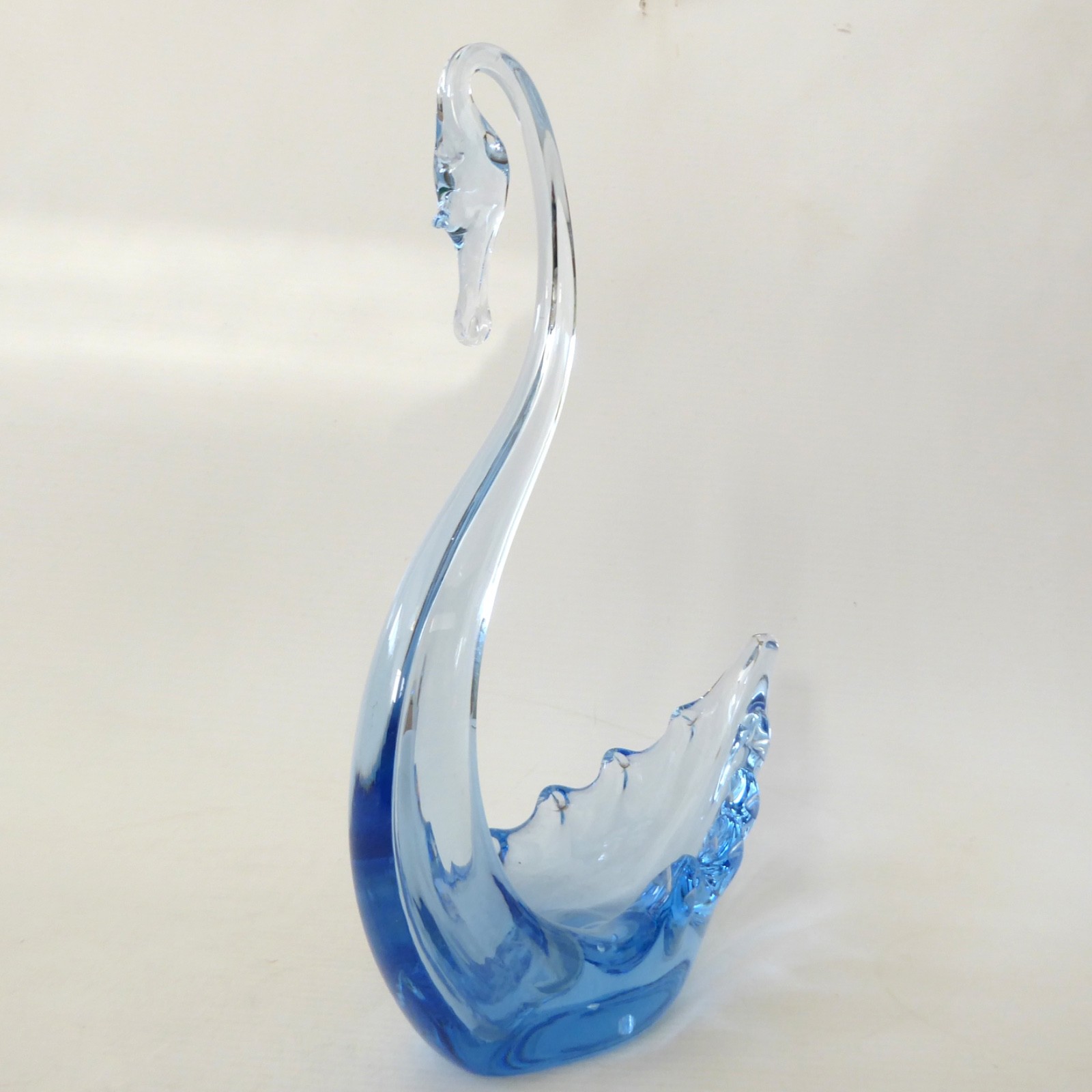 Whitefriars art glass swan figurine Sapphire blue 8". 1950s vintage dish bowl - Image 4
