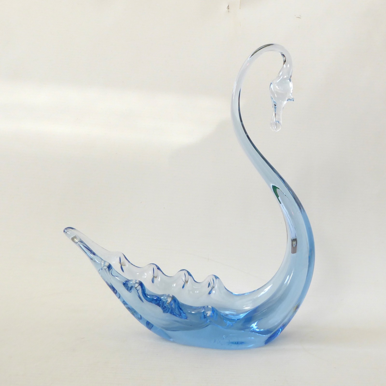 Whitefriars art glass swan figurine Sapphire blue 8". 1950s vintage dish bowl - Image 6