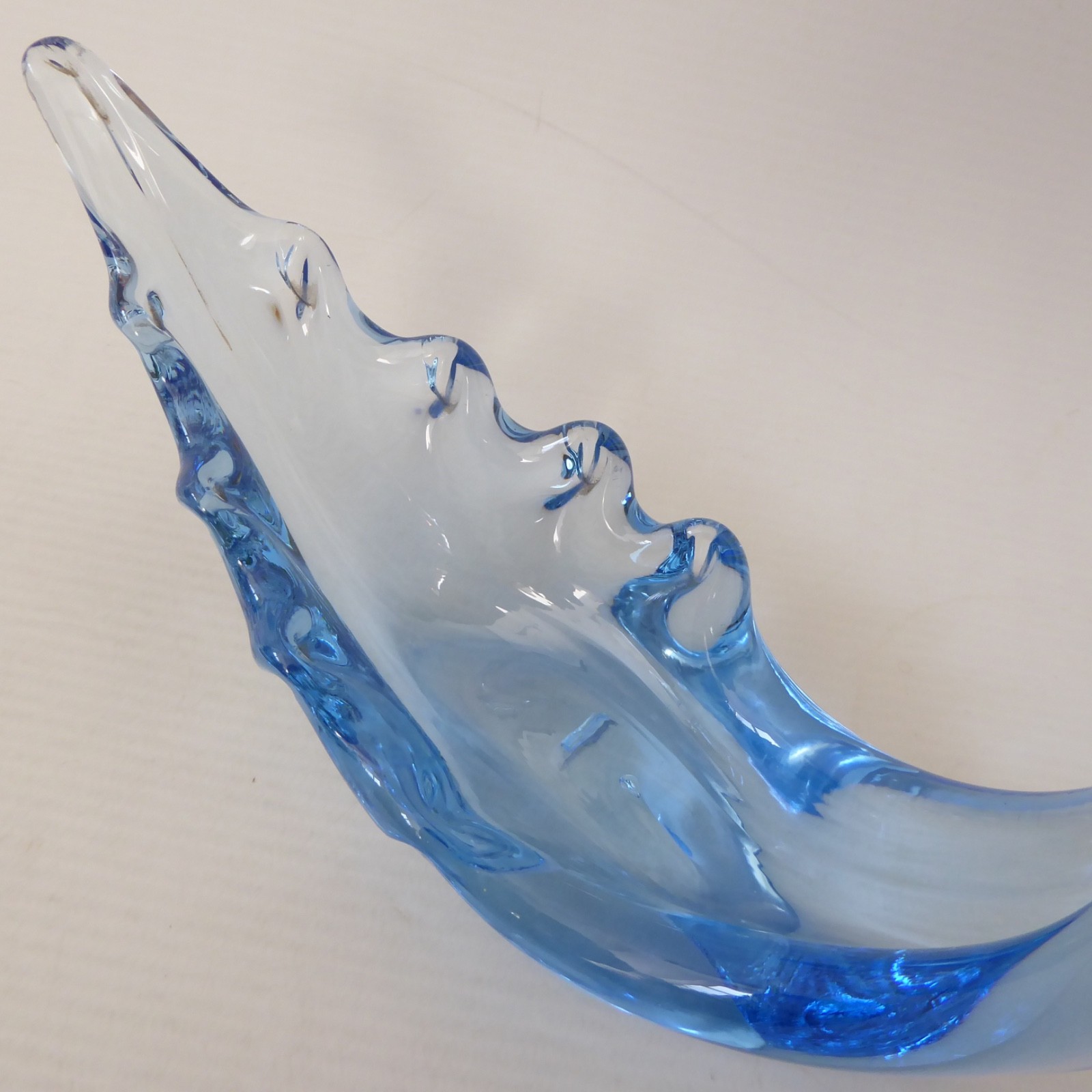 Whitefriars art glass swan figurine Sapphire blue 8". 1950s vintage dish bowl - Image 8