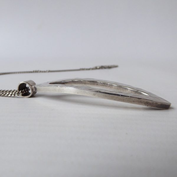 1990s 925 sterling silver oval hammered pendant, 19" necklace, 18g hallmarked Aa - Image 11