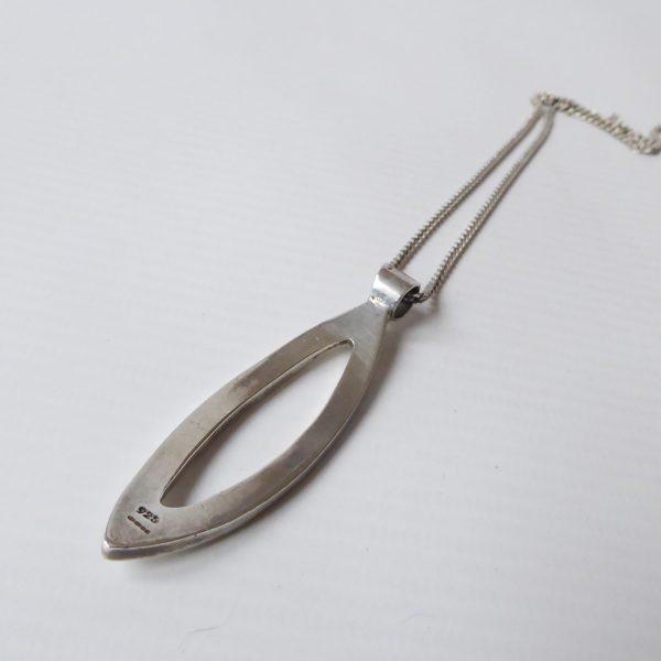 1990s 925 sterling silver oval hammered pendant, 19" necklace, 18g hallmarked Aa - Image 14