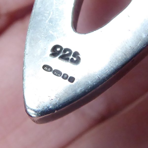 1990s 925 sterling silver oval hammered pendant, 19" necklace, 18g hallmarked Aa - Image 15