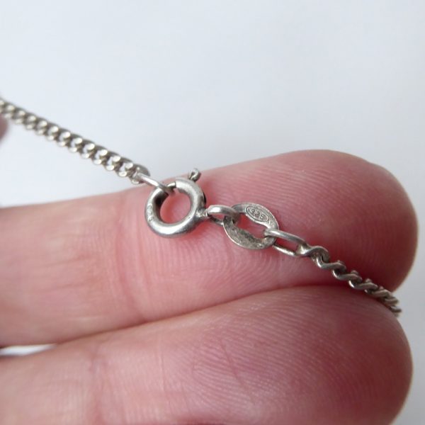 1990s 925 sterling silver oval hammered pendant, 19" necklace, 18g hallmarked Aa - Image 16