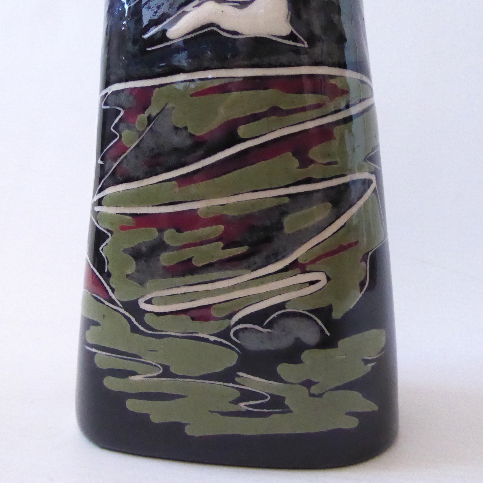 Arol Halden Norway vintage pottery ceramic vase, black signed 129/EB, painted - Image 2