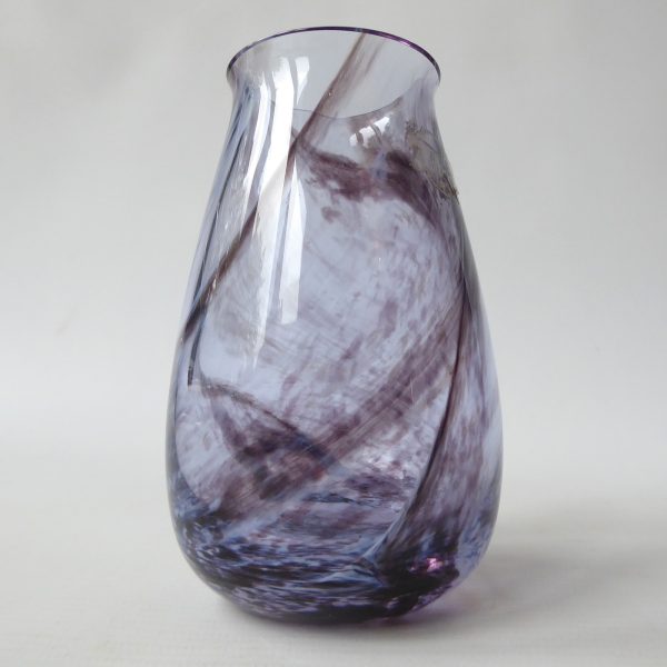 Caithness Rondo vintage art glass vase, dark purple lilac swirls. 1990s Scottish - Image 3