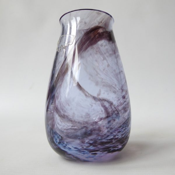 Caithness Rondo vintage art glass vase, dark purple lilac swirls. 1990s Scottish - Image 4