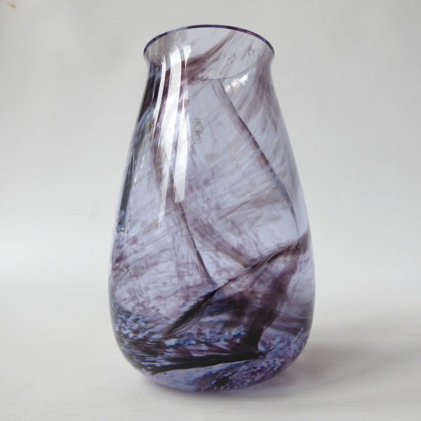 Caithness Rondo vintage art glass vase, dark purple lilac swirls. 1990s Scottish - Image 5