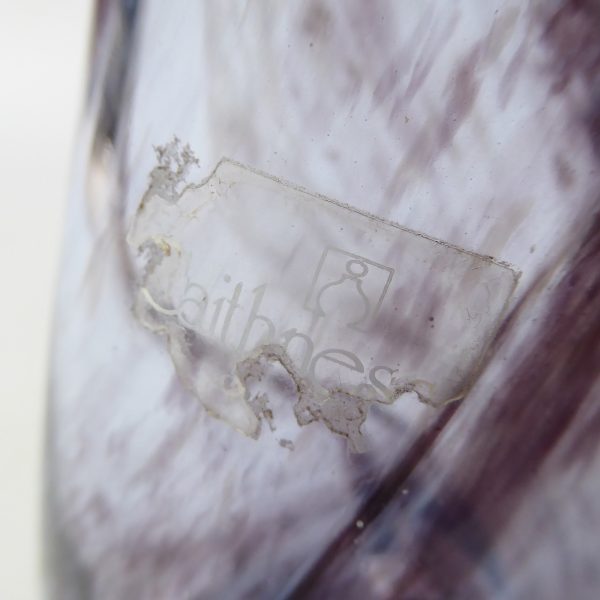 Caithness Rondo vintage art glass vase, dark purple lilac swirls. 1990s Scottish - Image 7