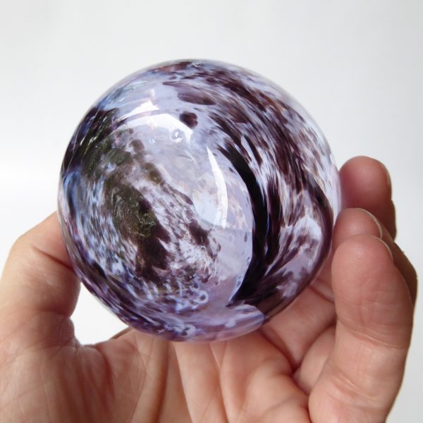 Caithness Rondo vintage art glass vase, dark purple lilac swirls. 1990s Scottish - Image 9