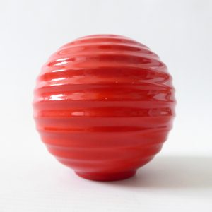 Carlton Ware salt shaker pot, red ridged ball. Vintage round 1960s modernist