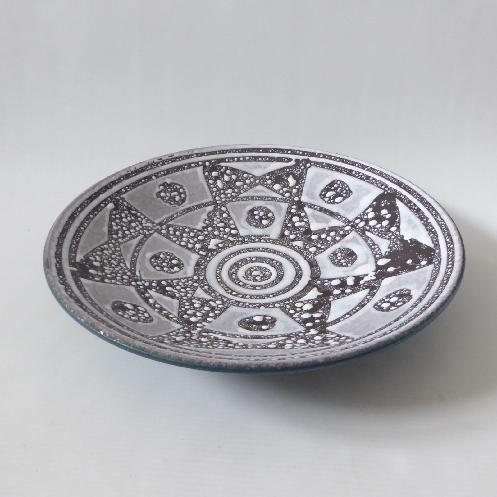 Carstens Tönnieshof Ankara 1002/1 bowl dish. Black & white + teal. West German - Image 3