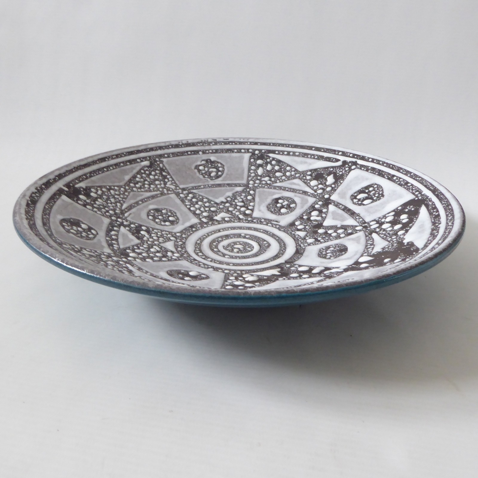 Carstens Tönnieshof Ankara 1002/1 bowl dish. Black & white + teal. West German - Image 4