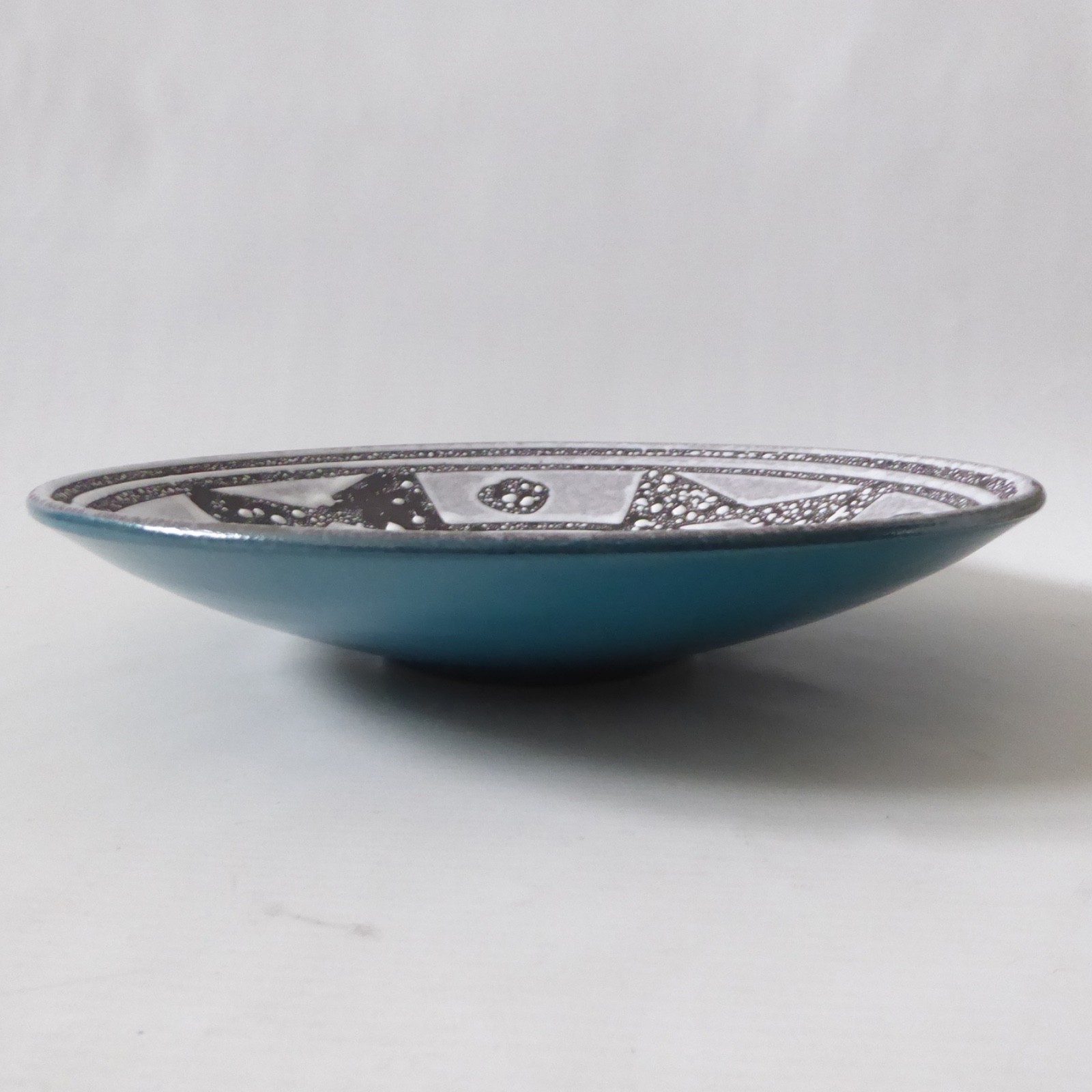 Carstens Tönnieshof Ankara 1002/1 bowl dish. Black & white + teal. West German - Image 5