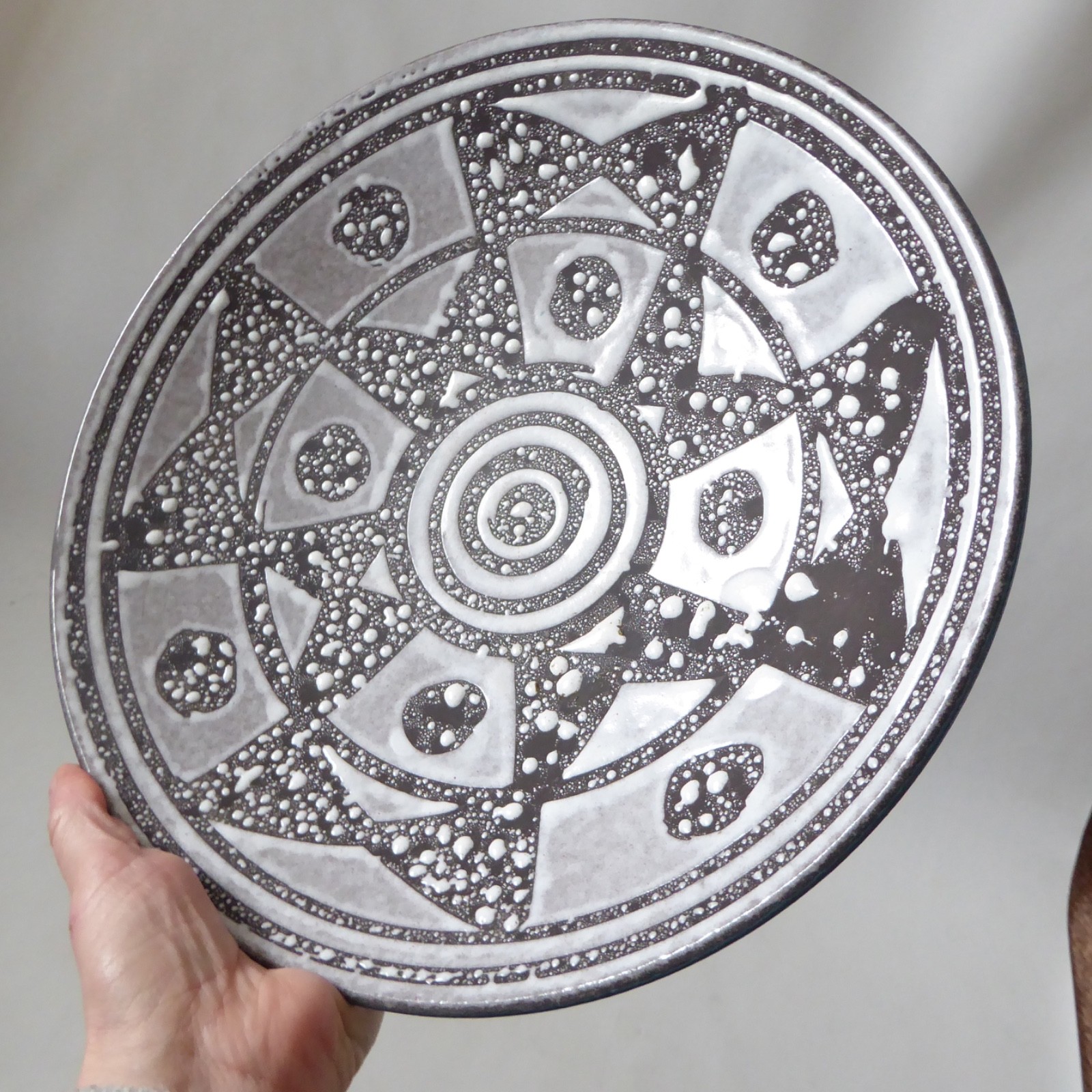 Carstens Tönnieshof Ankara 1002/1 bowl dish. Black & white + teal. West German - Image 6