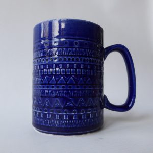 Celtic Ceramics Republic of Ireland vintage blue ceramic mug geometric impressed
