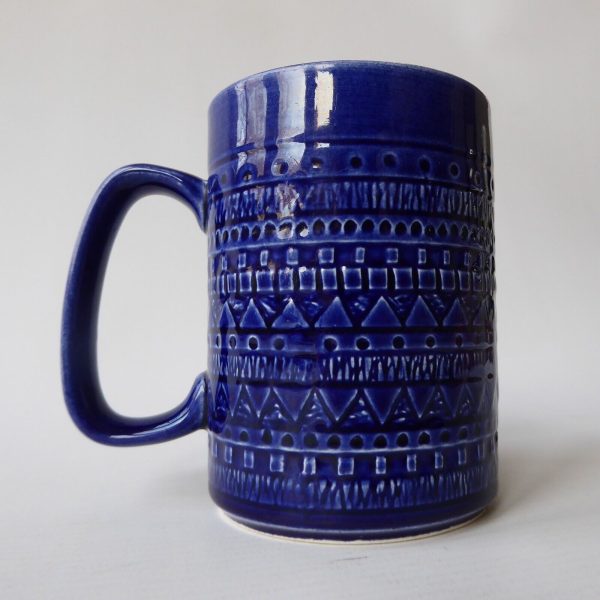Celtic Ceramics Republic of Ireland vintage blue ceramic mug geometric impressed - Image 6