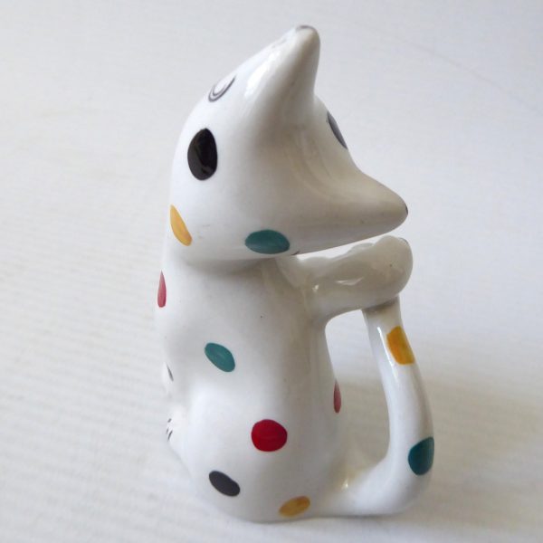 Ceramic polkadot cat figurine spotty dotty, vintage 1950s, Weetman Giftware G100 - Image 10