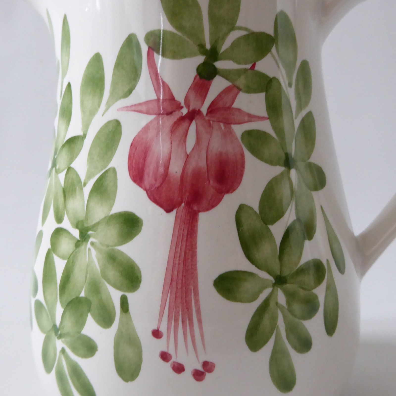 Cinque Ports Pottery the Monastery Rye, ceramic Fuchsia leaf jug pitcher vintage - Image 2