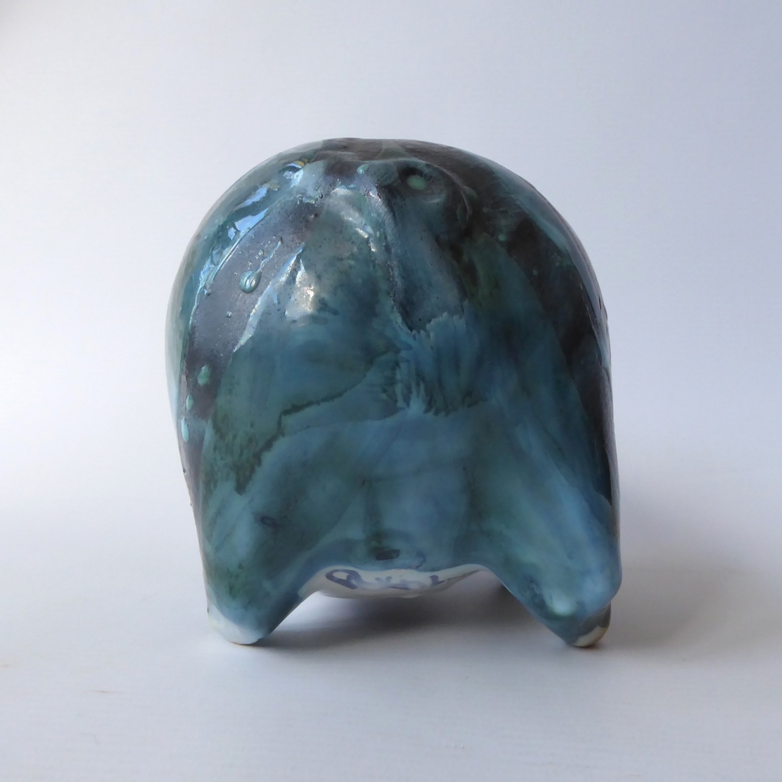 David Sharp Rye pottery piggy bank money box, teal blue black vintage ceramic AF - Image 11