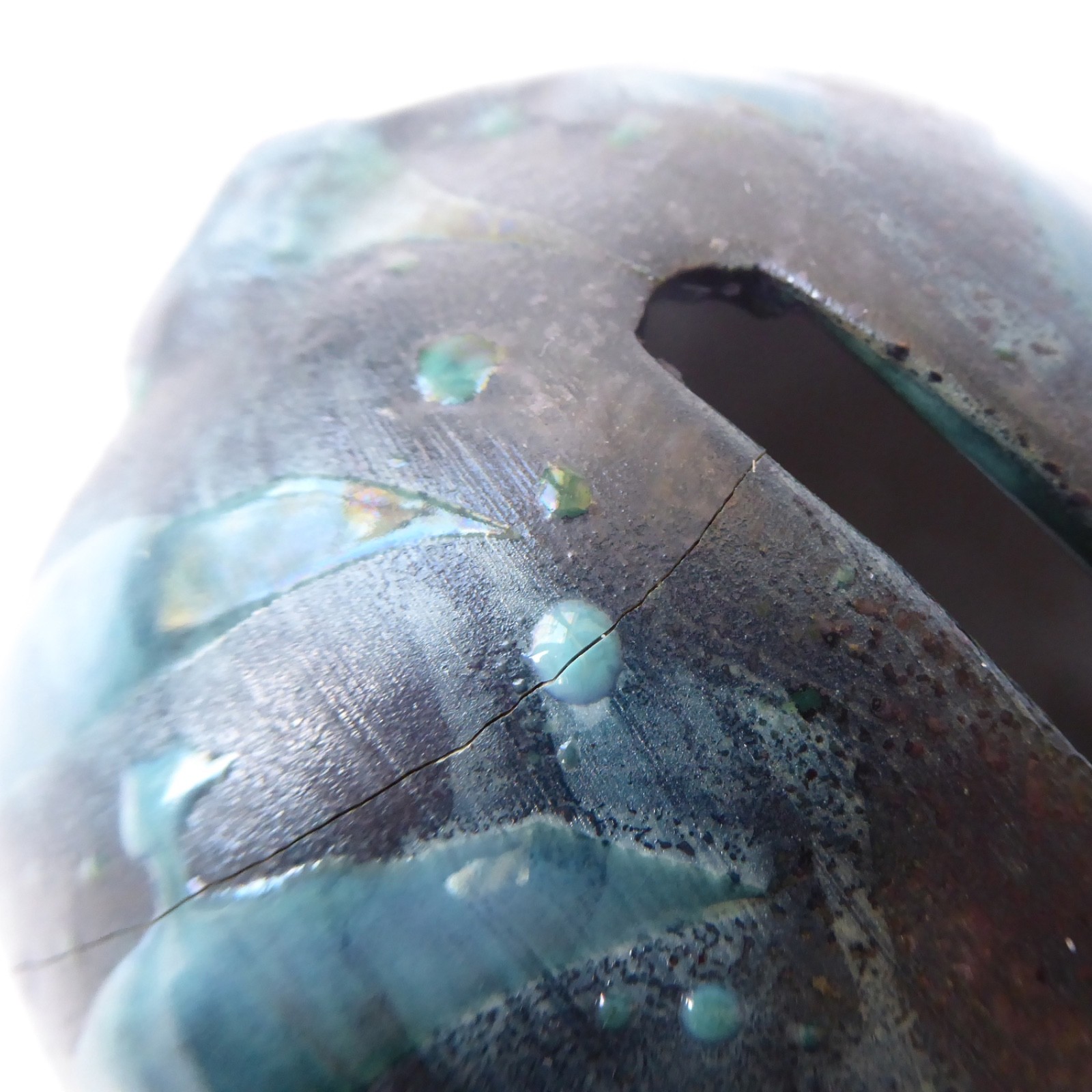 David Sharp Rye pottery piggy bank money box, teal blue black vintage ceramic AF - Image 14