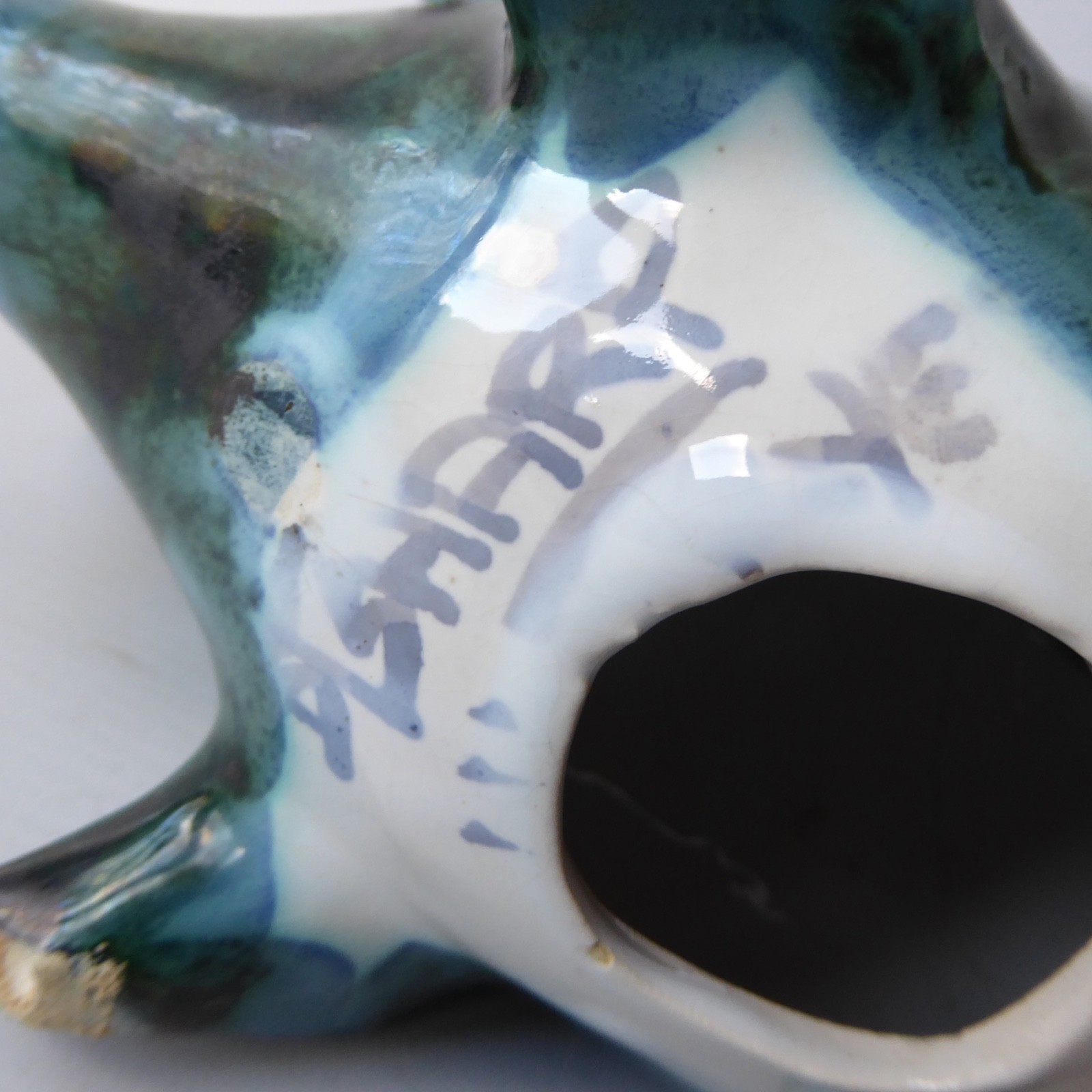 David Sharp Rye pottery piggy bank money box, teal blue black vintage ceramic AF - Image 17